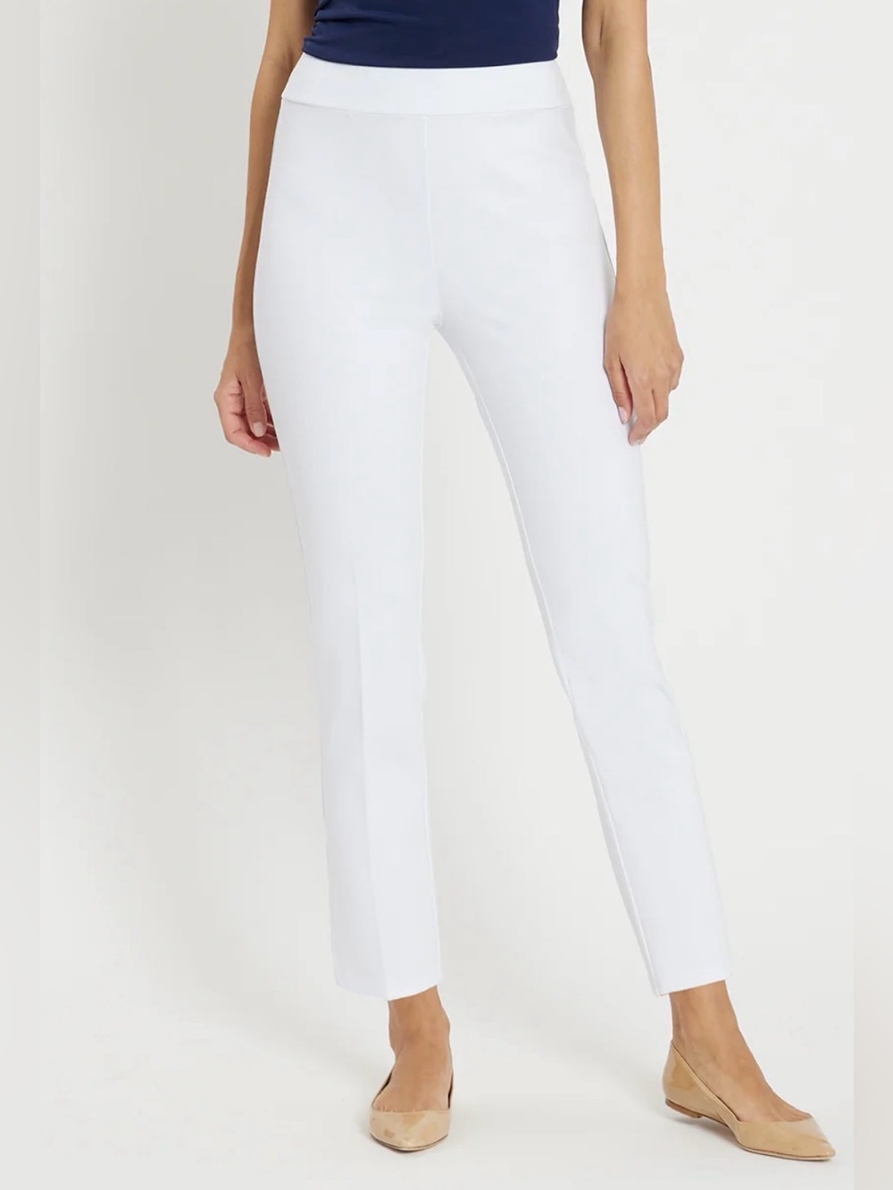 NWT Jude Connally Grayson White Pull On Cotton Sateen Pants XS Made in USA $198